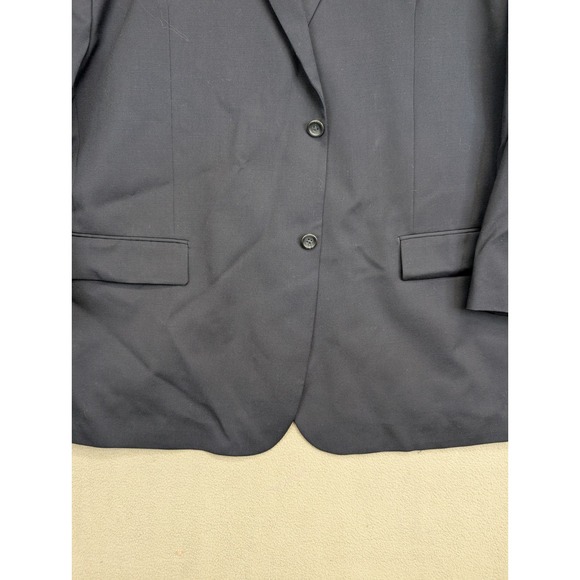 Joseph & Feiss Mens Size 52L 2 Piece Suit Navy Blue Solid Pleated Pants 48x30 - Picture 4 of 12